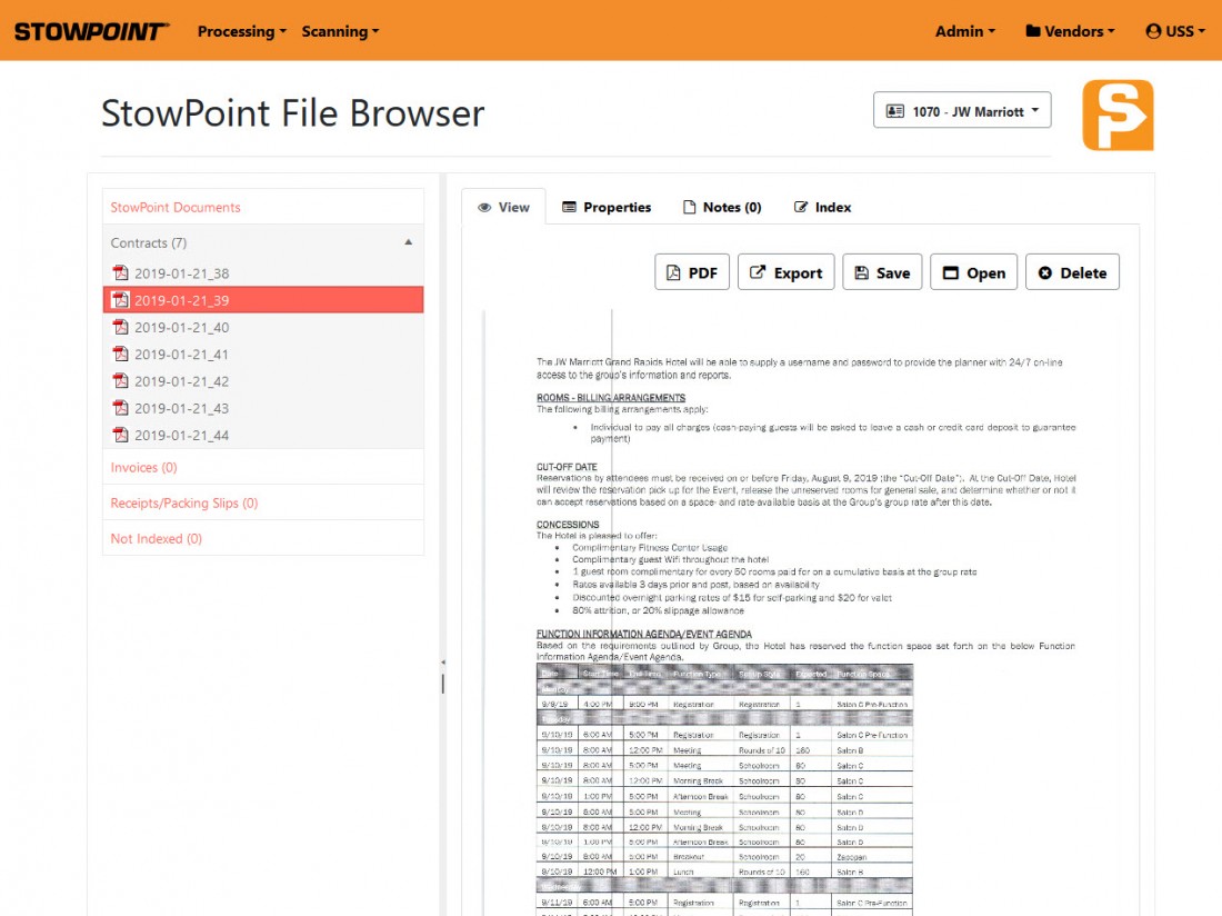 A graphic of StowPoints user interface