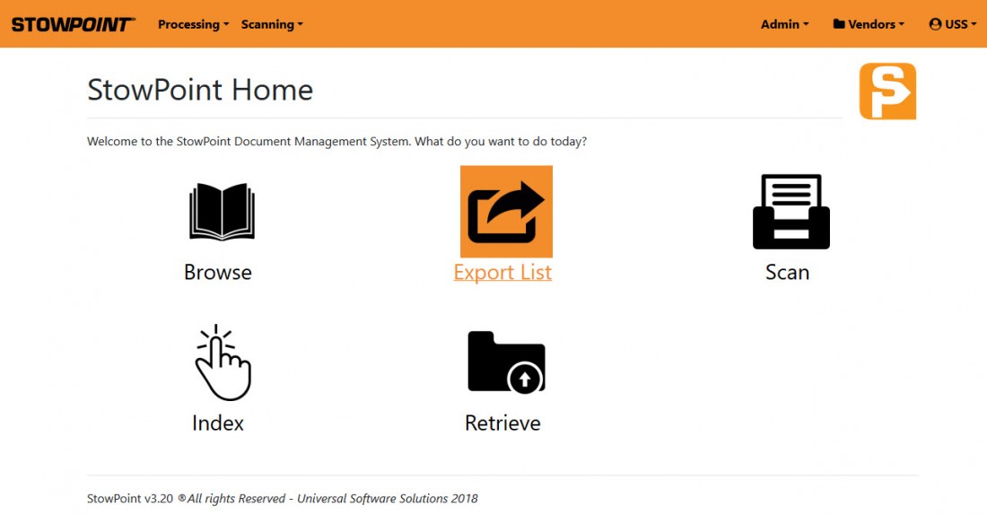 A graphic of StowPoints user interface explaining exporting files